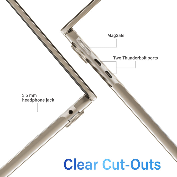 Compatible with 2024 2023 2022 MacBook Air 13 inch Case M3 A3113 M2 A2681, Hardshell Case & KeyboardCover & ScreenFilm & Type-C Adapter for Mac Air 13.6, Crystal Clear, AT13-KK-CYCL+2TC