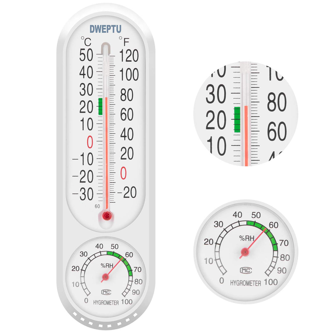 Outdoor/Indoor Thermometer Hygrometer Humidity Meter Thermometers Temperature Humidity Gauge Meter with Celsius/Fahrenheit (/) for Patio Field Cellar Garden Humidors Greenhouse Closet