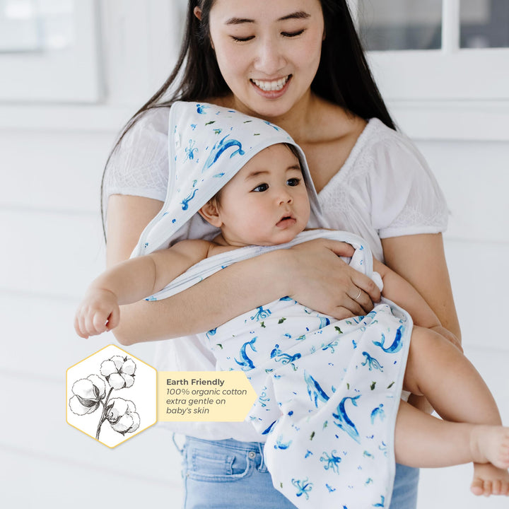 Burts Bees Baby Infant Hooded Towels Multi Stripe Organic Cotton, Unisex Bath Essentials and Newborn Necessities, Soft Nursery Towel with Hood Set, 2-Pack Size 29 x 29 Inch