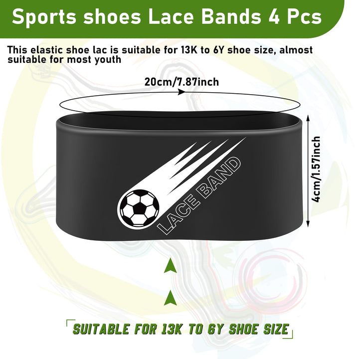 4 Pcs Soccer Cleat Lace Cover Soccer Shoe Band Soccer Shoe Cover Soccer Cleat Bands Youth Adult for Soccer Season(Black, Youth)
