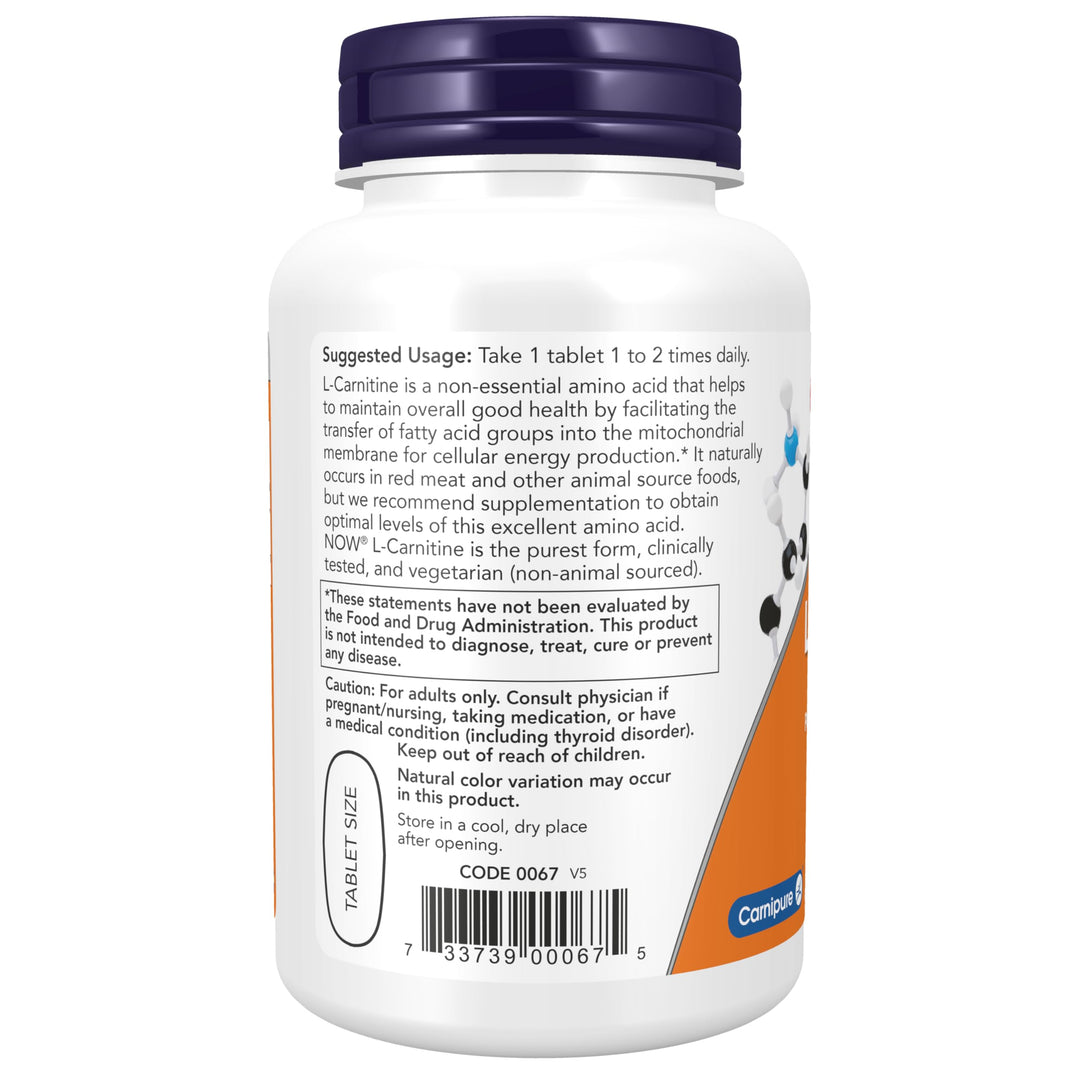 Supplements, L-Carnitine 1,000 mg, Purest Form, Amino Acid, Fitness Support*, 50 Tablets