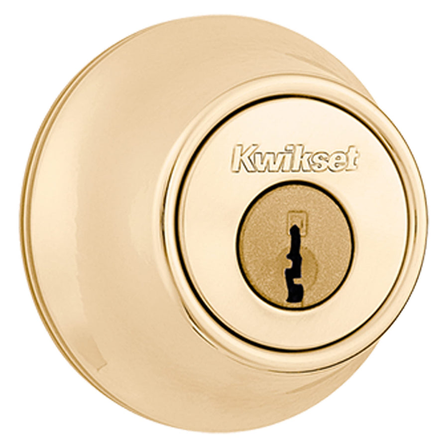660 Deadbolt Deadbolt Lock, Polished Brass Round Exterior Keyed Front Entry Door, Single Cylinder Dead Bolt