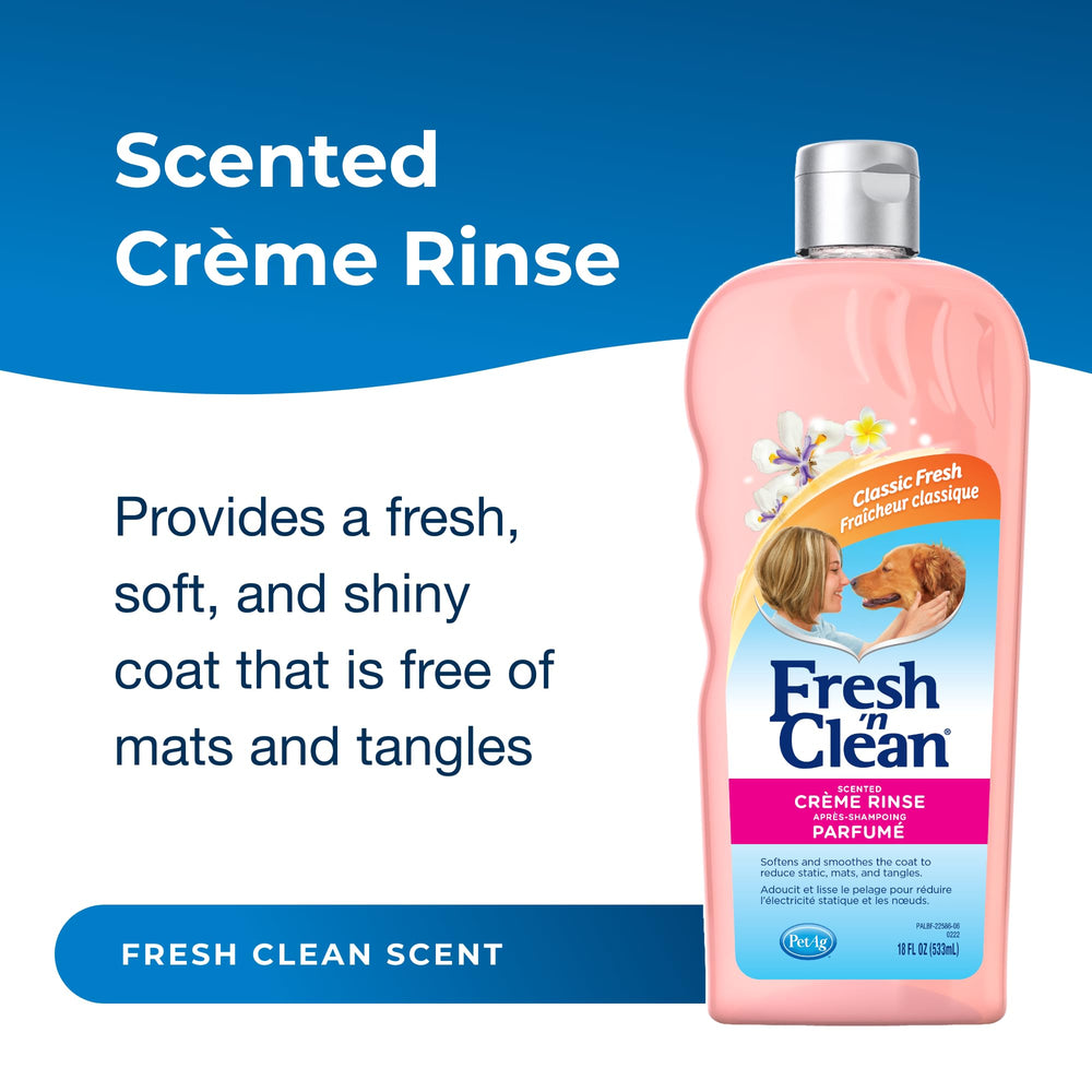 Fresh ’n Clean Scented Creme Rinse Conditioner, Classic Fresh Scent - 18 oz - Reduces Mats and Tangles with Vitamin E & Aloe Vera - Strengthens & Repairs Coats - Soap Free