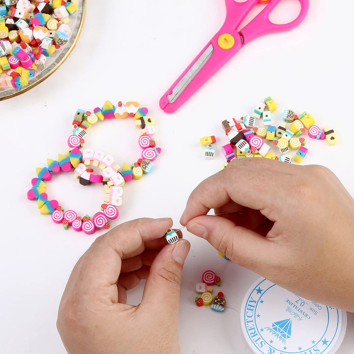 100pcs Mixed Polymer Clay Spacer Beads for Women Jewelry Making DIY Bracelet Necklace Hair Clip Accessories (Candy)