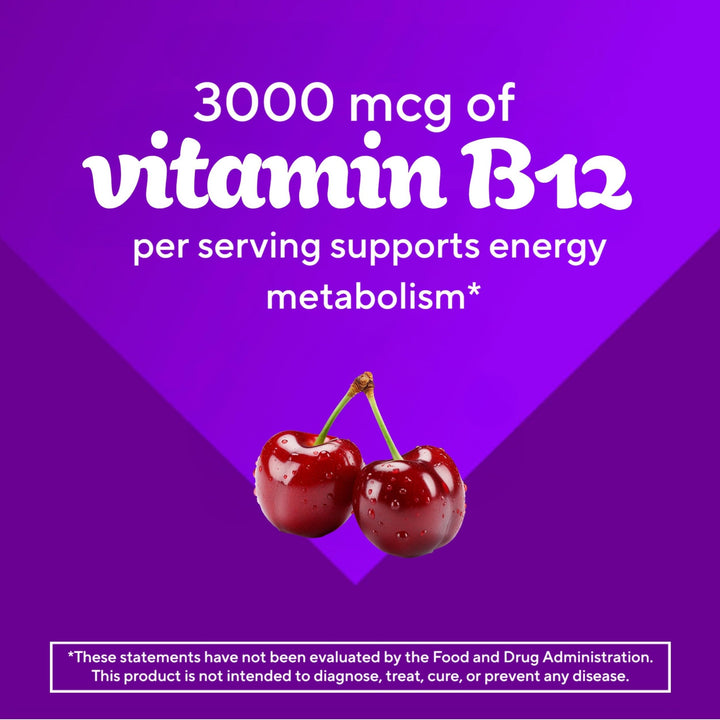 vitafusion Extra Strength Vitamin B12 Gummy Vitamins for Energy Metabolism Support and Nervous System Health Support, Cherry Flavored, America’s Number 1 Gummy Vitamin Brand, 45 Day Supply, 90 Count