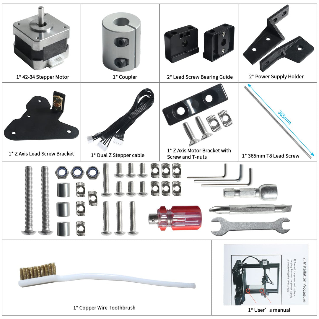 Ender 3 Dual Z Axis Upgrade Kits for Creality Ender 3, Ender 3 Pro, Ender 3 V2, Voxelab Aquila, with Lead Screw 42-34 Stepper Motor 3D Printer Accessories Parts