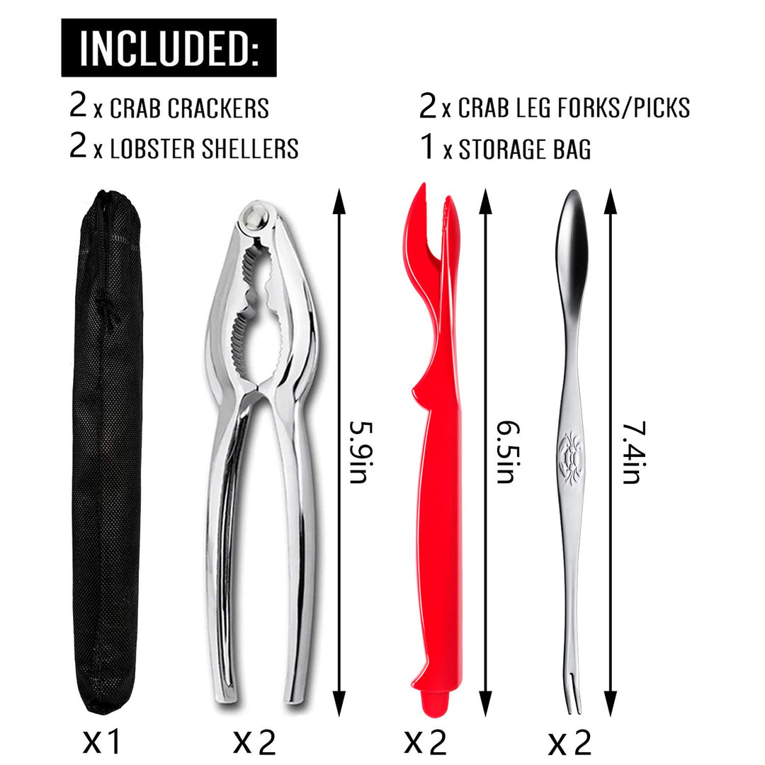 Crab Leg Crackers - Crab Crackers and Tools Set with Stainless Steel Seafood Utensils Crackers & Forks Cracker, Shellfish Crackers and Tools for Seafood Boil Party Supplies, Dishwasher Safe