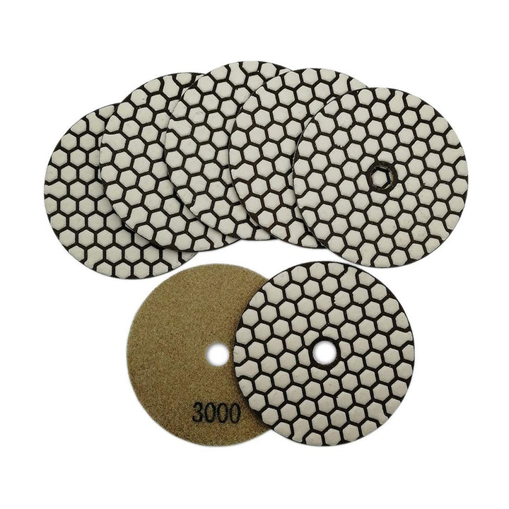 7Pcs 4 Inch Dry Diamond Polishing Pads Grit 3000 for Granite Marble Stone Sanding Disc