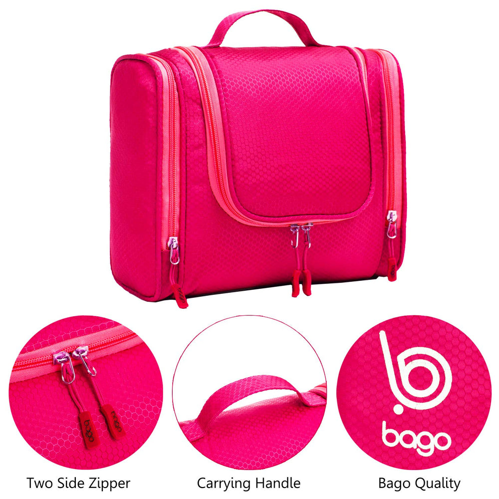 Travel Toiletry Bag for Women and Men - Large Waterproof Hanging Large Toiletry Bag for Bathroom and Travel Bag for Toiletries Organizer -Travel Makeup Bag (Pink)