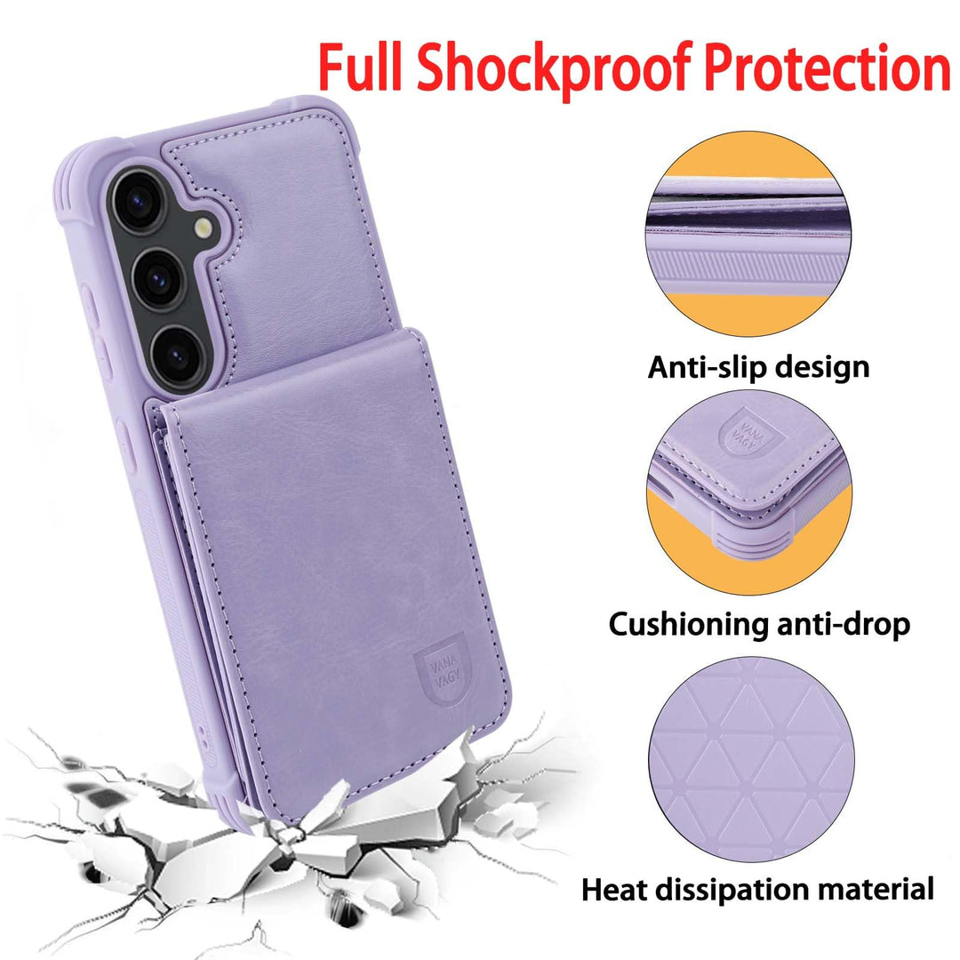 Wallet Case Compatible for Samsung Galaxy S24 Plus for Women and Men,Leather Magnetic Clasp Flip Folio Phone Cover with Credit Card Holder and Coin Pocket,Clove Purple
