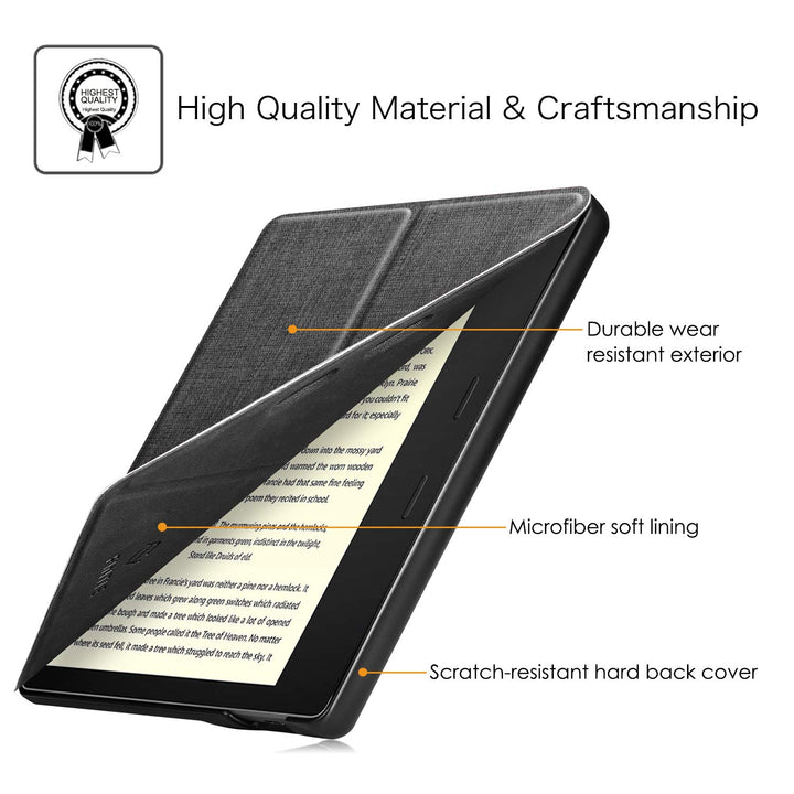 Origami Case for 7 Kindle Oasis (10th/9th Generation, 2019/2017 Release) - Slim Fit Stand Cover Support Hands Free Reading with Auto Wake Sleep, Denim Charcoal