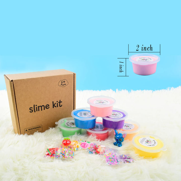 7 Pack Mini Butter Slime Kit for Girls 10-12, with Blue Slime, Lemon Watermelon and Peach Slime Charm etc,DIY Scented Putty Slime for Kids,Soft and Non-Sticky,Cute Stuff Toys
