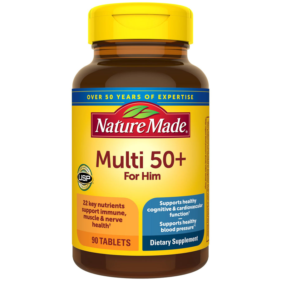 Multivitamin For Him 50+, Mens Multivitamins for Daily Nutritional Support, Multivitamin for Men, 90 Tablets, 90 Day Supply