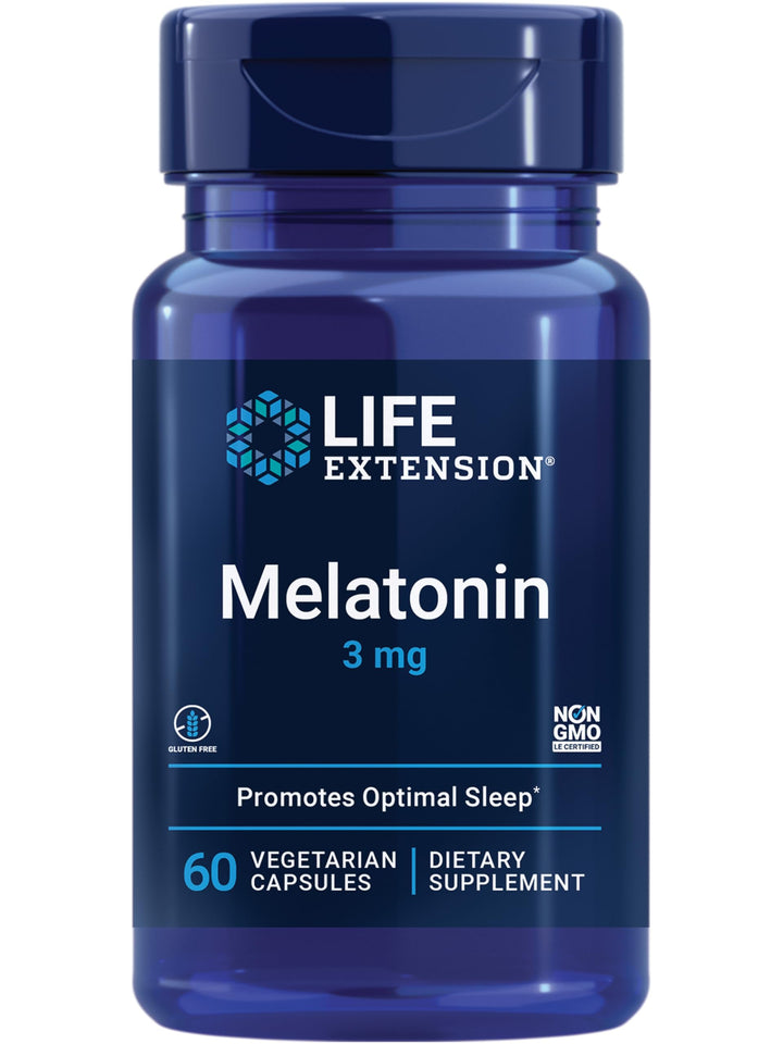 Melatonin, 3 mg, Optimal Sleep Support, Healthy circadian Rhythms, Cellular Defense, Gluten-Free, Non-GMO, Vegetarian, 60 Capsules