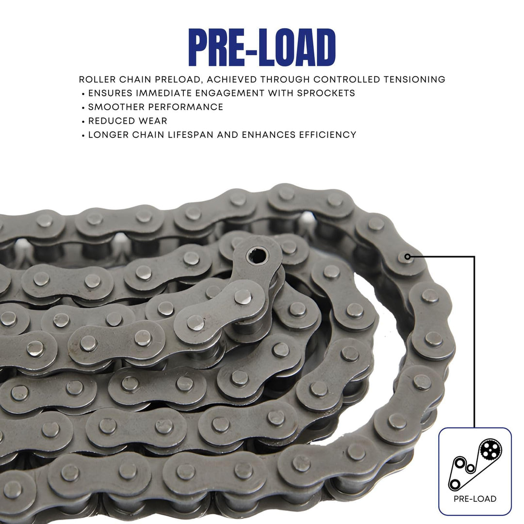 25H Heavy Duty Roller Chain 3 FT with 1 Connecting Link for 50cc 70cc 90cc 110cc 125cc Go Karts, Mini Bikes, Scooters, ATV, MTV, Dirt Bike Electric Start Taotao SunL Peace JCL Baja Kazuma