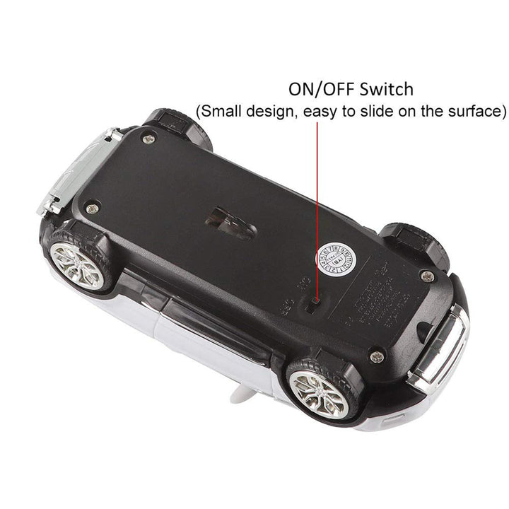 Cool SUV Car Shaped Wireless Mouse 1600 DPI Optical Cordless Mice with USB Receiver for Office School Travel for PC Computer Laptop Gift (White-1 Pack)