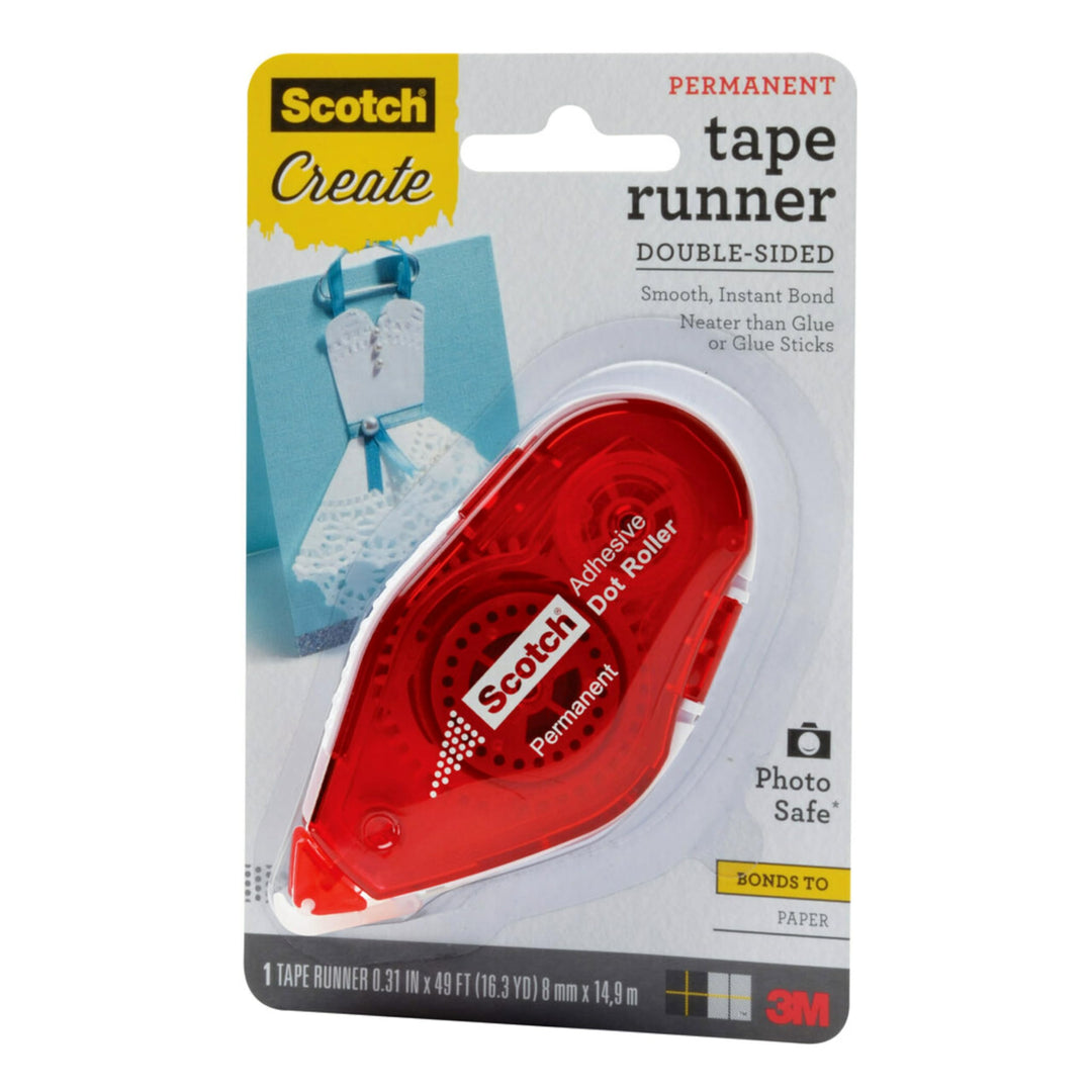 Tape Runner, Double Sided Tape Roller, .31 in x 49 ft, 1/Pack
