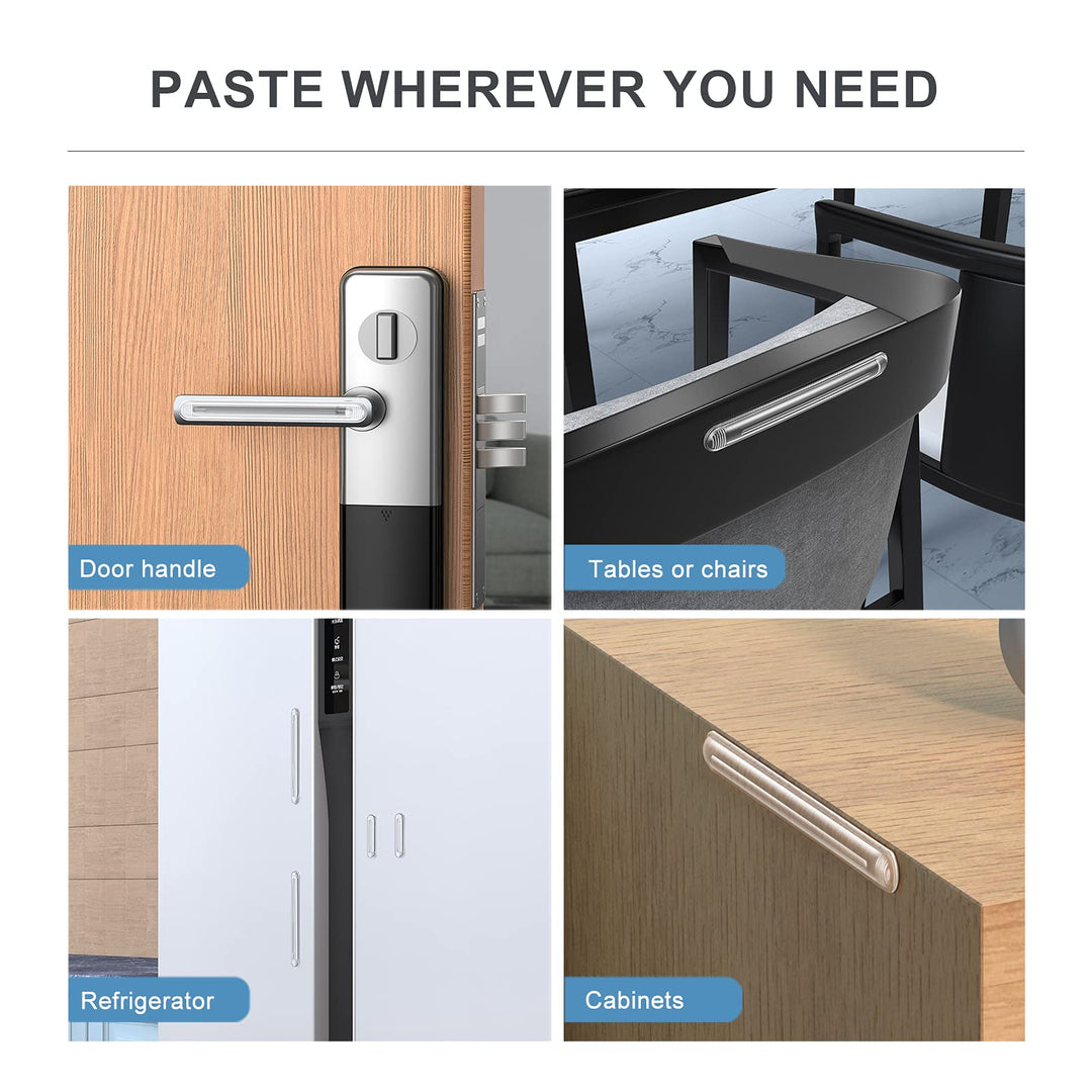 Cabinet Door Bumper, Clear Silicone Rubber Door Stopper Wall Protector, Adhesive Bumpers for Car Doors Drawers Shower Doors Toilet Lid (I-Short)