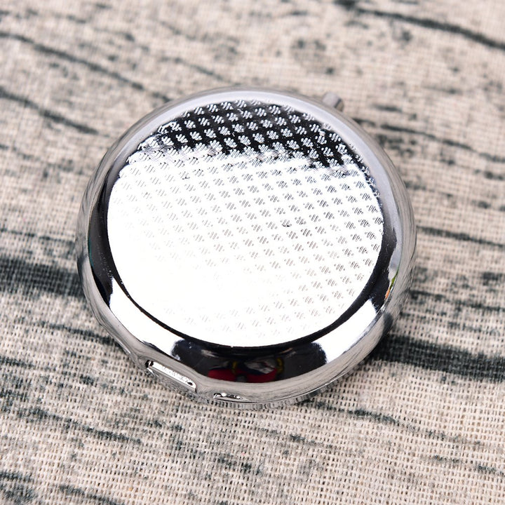Pill Box Round Metal Pill Case Portable Mini Silver Medicine Drug Holder Container Organizer with 3 compartments for Travel Outdoor Use Pack of 2