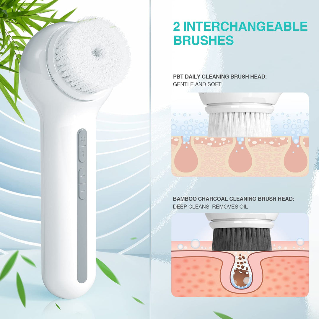 Electric Facial Cleansing Brush: Face Brushes for Cleansing and Exfoliating - Spin Face Cleansing Brush with Wall Holder - Rechargeable Face Scrubber with 6 Speeds Adjustment