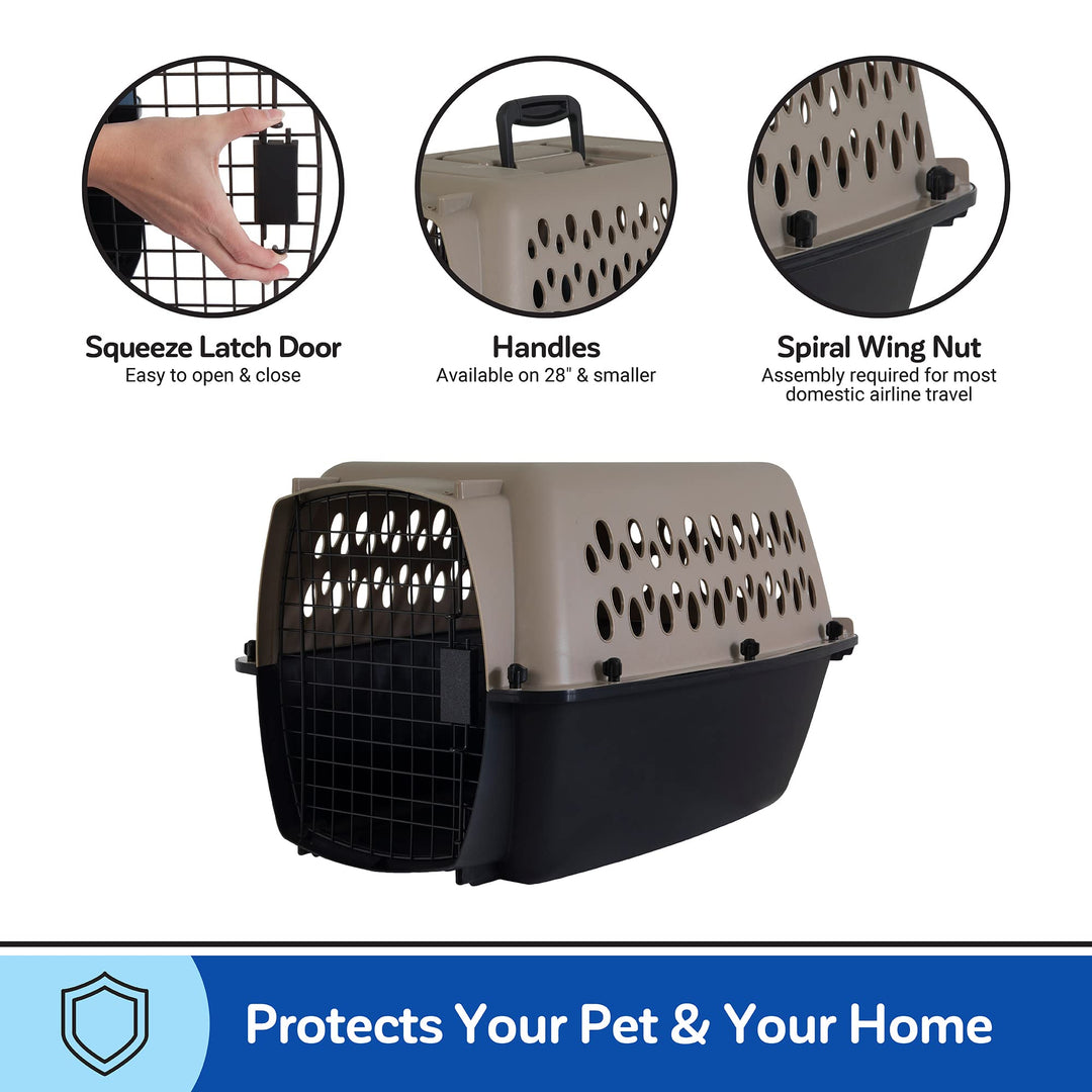 Vari Dog Kennel - Portable Dog Carriers & Crates for Small Dogs, Airline-Friendly, Durable Plastic, Pet Carrier For Home and Travel, 24 Inches, Taupe and Black