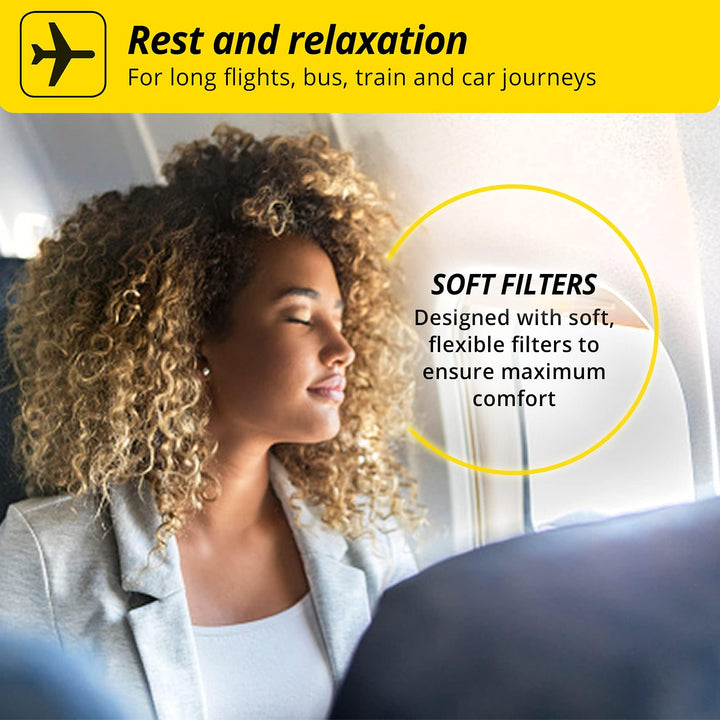 FlyFit - Earplugs for Pressure Relief & Preventing Ear Pain While Flying - Airplane Travel Essentials - Comfortable Reusable Hypoallergenic Earplugs with Ultra Soft Filter