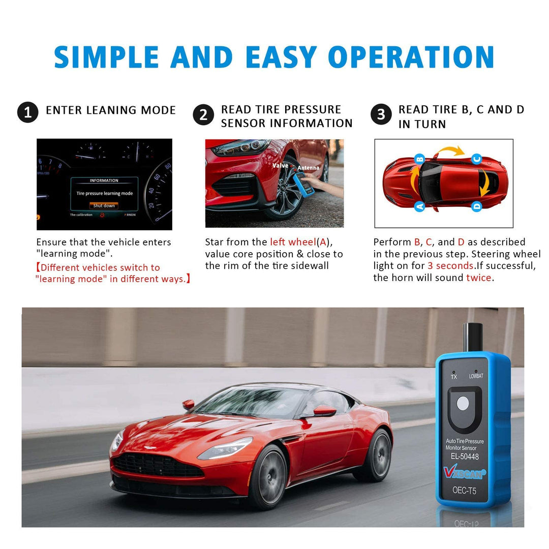 TPMS Relearn Tool, Tire Pressure Monitor Sensor Activation Tool OEC-T5 for GM Series Vehicle Tire System Learning