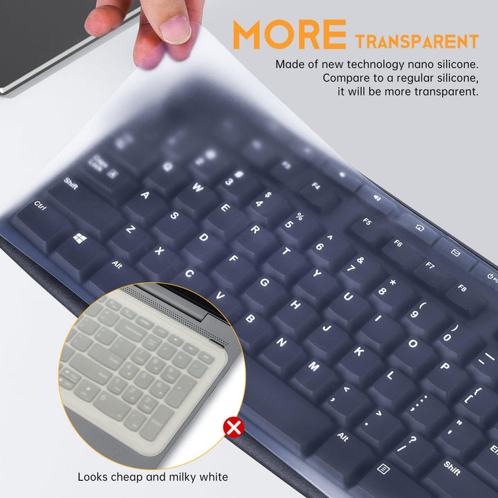 Universal Clear Waterproof Anti-Dust Silicone Keyboard Protector Cover Skin for Standard Size PC Computer Desktop Keyboards (Size: 17.52 x 5.51)