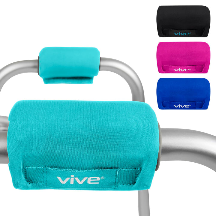 Walker Handle Cushions - Padded Hand Covers - Soft Padding Medical Accessories for Folding Rolling Wheelchair, Rollator Handle, Senior, Elderly Grippers - Foam Crutch Pads Grips - Mobility Aid (Teal)
