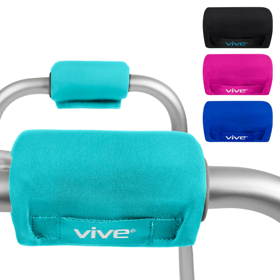 Walker Handle Cushions - Padded Hand Covers - Soft Padding Medical Accessories for Folding Rolling Wheelchair, Rollator Handle, Senior, Elderly Grippers - Foam Crutch Pads Grips - Mobility Aid (Teal)
