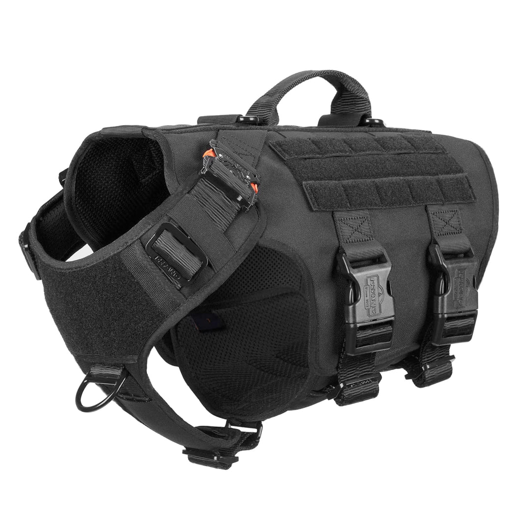 GN3 Tactical Dog Harness with 6X Buckle,Dog Molle Vest with Handle,3/4 Body Coverage,Hook and Loop Panel for ID Patch,No Pulling Front Clip (XL (32-39 Girth), Black)