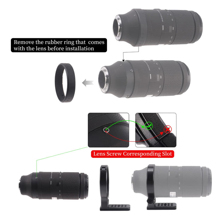 Metal Tripod Collar Mount Ring 1/4 & 3/8 for Sigma 100-400mm F5-6.3 DG DN OS L/E-mount Lens & for Sigma 105 mm f/1.4 DG HSM Art (EF/FX/FE/L-Mount) Lens, Compatible with Arca Swiss Standard