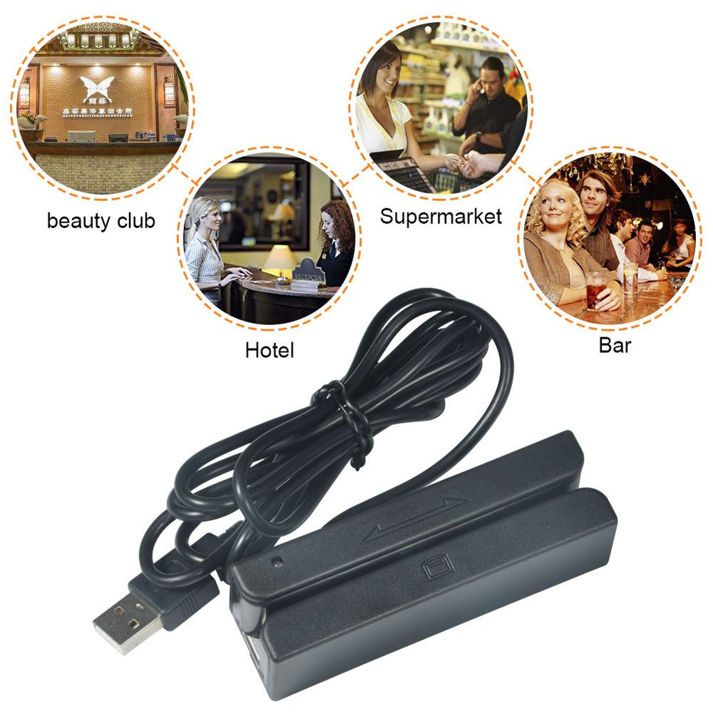 MSR90 USB Magnetic Strip Card Reader 3 Tracks Mini Mag Hi-Co Swiper