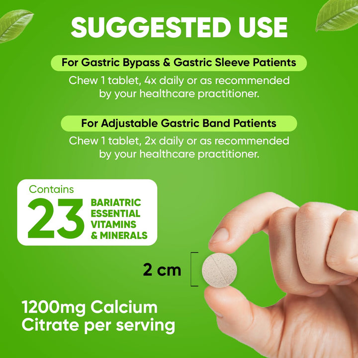All-in-One Bariatric Chewable Multivitamin Tablets w/Calcium Citrate - Bariatric Vitamin for Post Bariatric Surgery Including Gastric Bypass & Gastric Sleeve | Mixed Berry (120 Count)