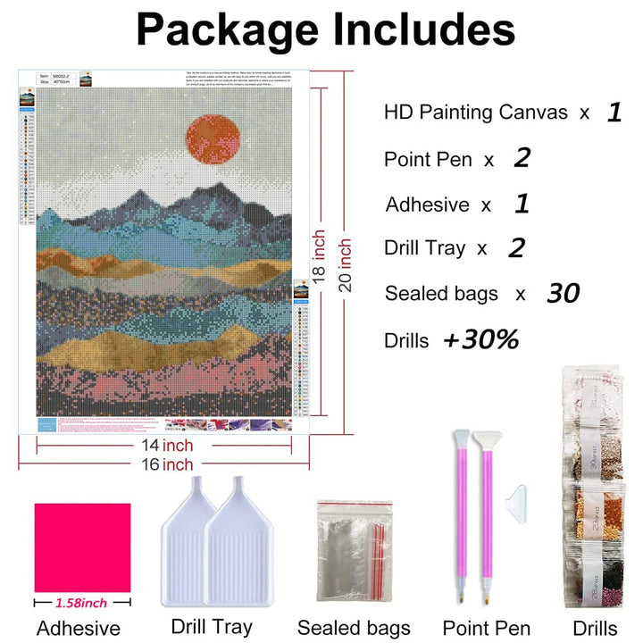 Diamond Painting Mountain Kit,Diamond Art Kits for Adults Sun Full Round Drill Large Size(12x16 inch),Abstract Scenery Paint with Diamonds Crystal Gem for Gift,Wall Decor