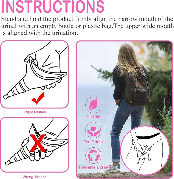 Female Urination Device, Reusable Female Urinal Silicone Women Pee Funnel Allows Women to Pee Standing Up, Portable Womens Urinal is The Perfect Companion for Camping,Outdoor,Travel