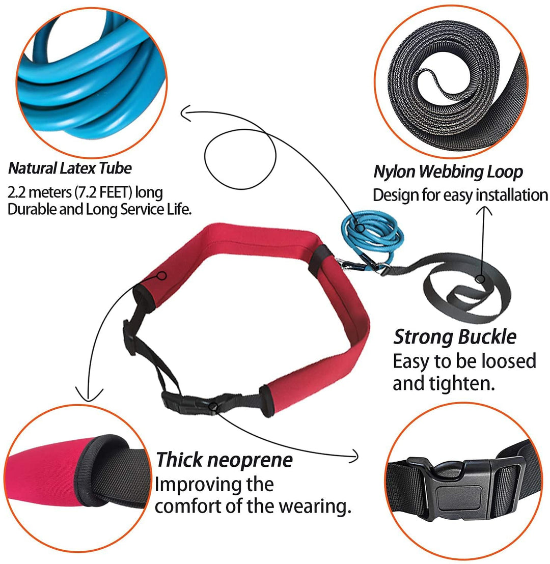 Swim Tether Stationary Swimming,Swim Resistance Belt, Swim Bungee Training Belt, Pool Swim Trainer Belt Harness,Great for Swim Training & Exercise