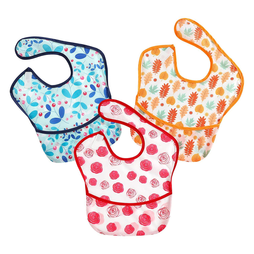 3 Pack Super Light Weight Baby Bib, Waterproof, Washable, Stain Oil and Odor Resistant 12-48 Months (Girl)