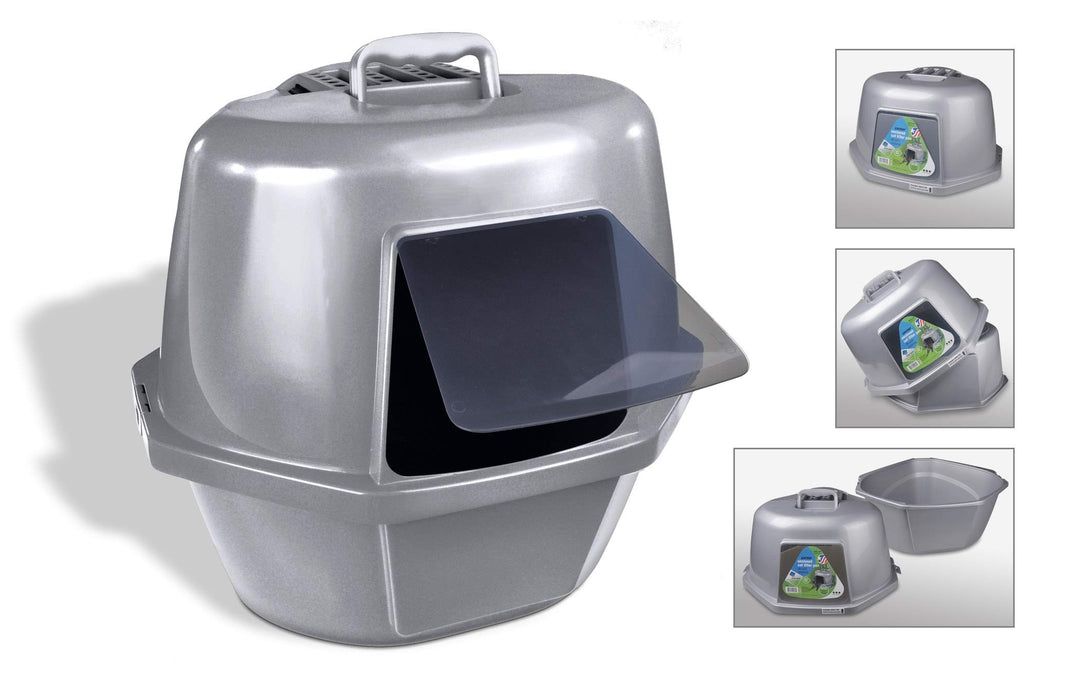 Corner Enclosed Cat Pan, Silver, Large (CP9)