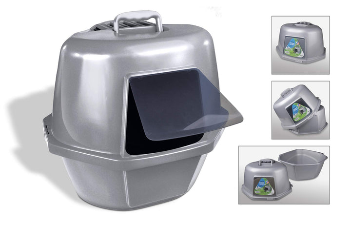 Corner Enclosed Cat Pan, Silver, Large (CP9)