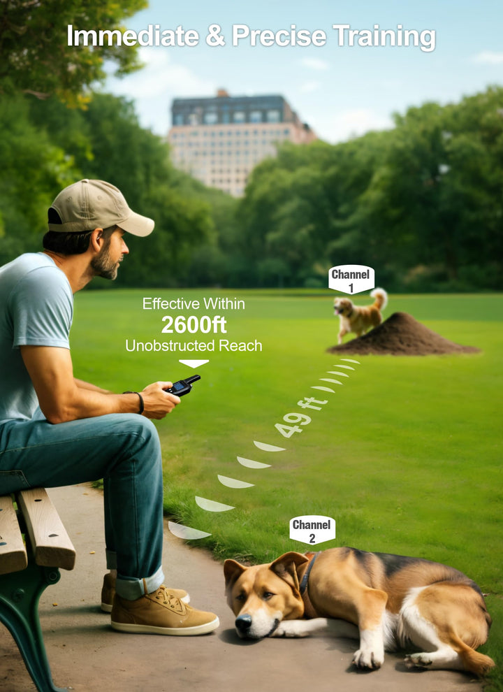 Dog Shock Collar with Remote Control - 2600FT Dog Training Collar 3 Pack with Beep Vibration Shock and Light, Waterproof E Collar for Dogs Training for Large Medium Breeds