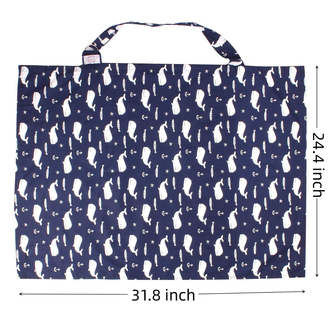 Nursing Cover for Mom Breastfeeding, Baby Privacy Nursing Covers Up Breathable Cotton with Ajustable Hoop for Mother(Blue)