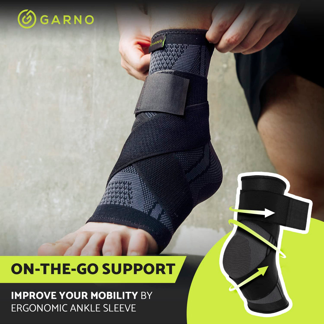 Ankle Brace Compression Sleeve with Adjustable Straps, Arch Support & Foot Stabilizer, Elastic Wrap for Plantar Fasciitis, Achilles Tendonitis Recovery, Sports Bandage Sock; Men, Women