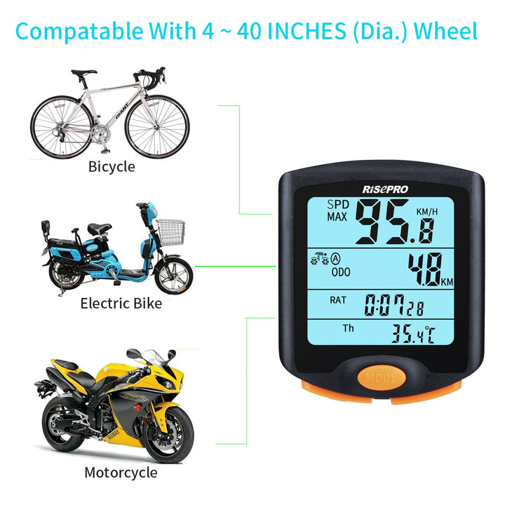 Bike Computer, ® Wireless Bicycle Speedometer Bike Odometer Cycling Multi Function Waterproof 4 Line Display with Backlight YT-813