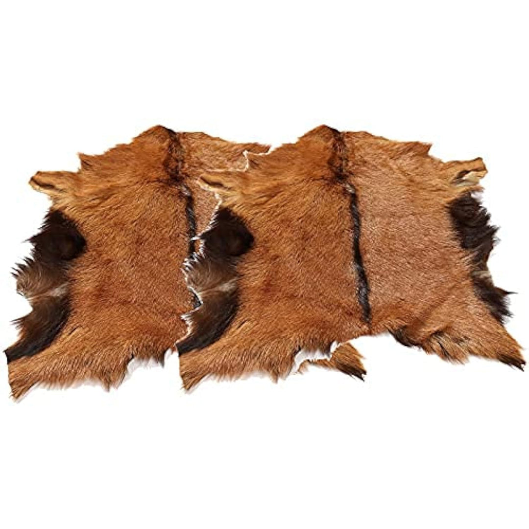 2PCS Real Goatskin Hide Fur Pelts Goat Skin Leather Goat Hide Home Decor Design Hunting Ornament Floor Wall Exhibit Display for DIY Clothing Sheepskin Fur Rug Exotic (Approx 21x15in)