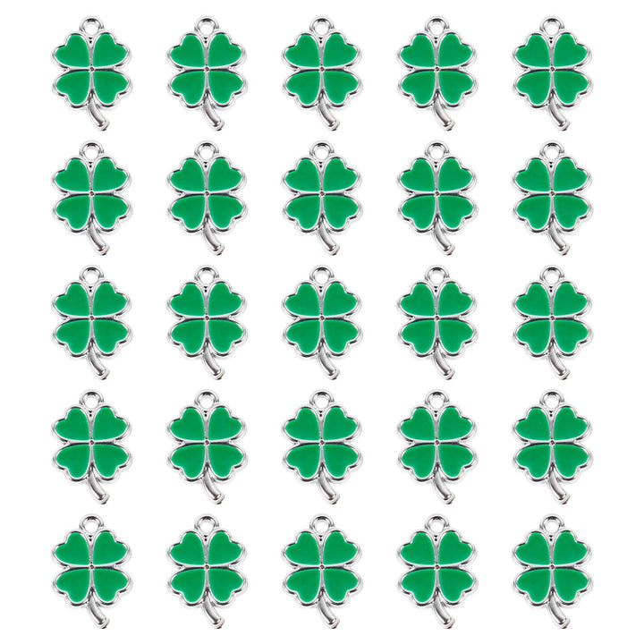 50Pcs Lucky Four-Leaf Clover Charm Pendants Shamrock Hanging Charms DIY Jewlery Accessories for St.Patrick Day