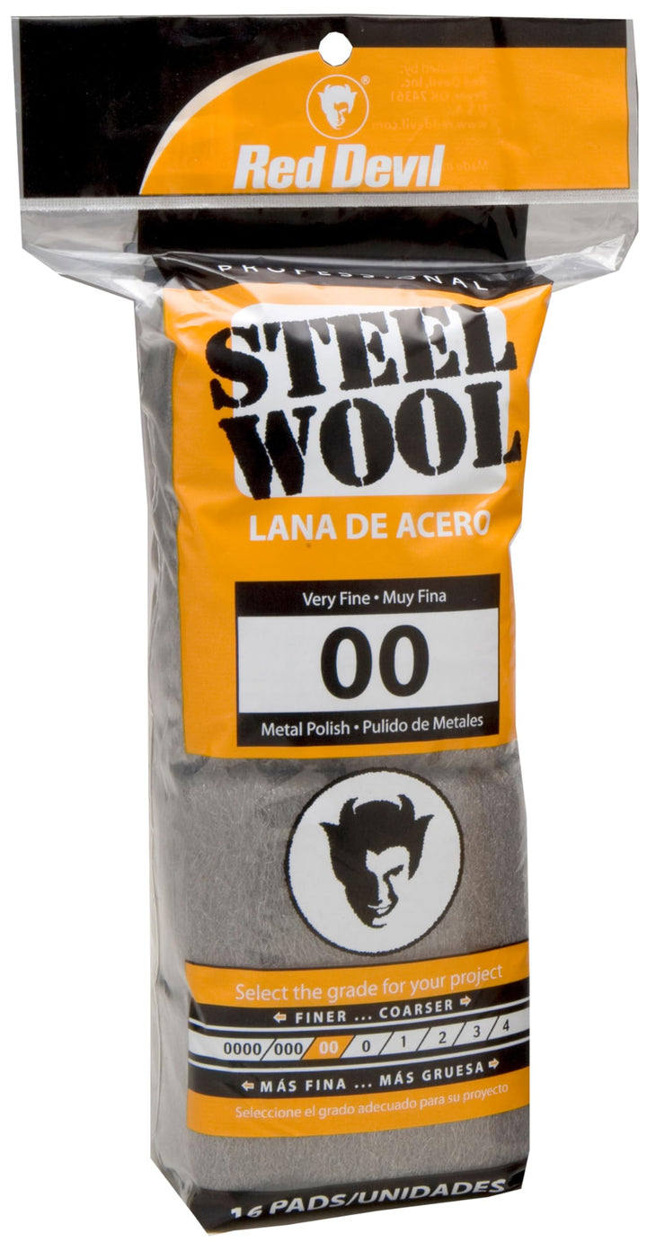 0312 Steel Wool, 00 Very Fine, (Pack of 16) , Black