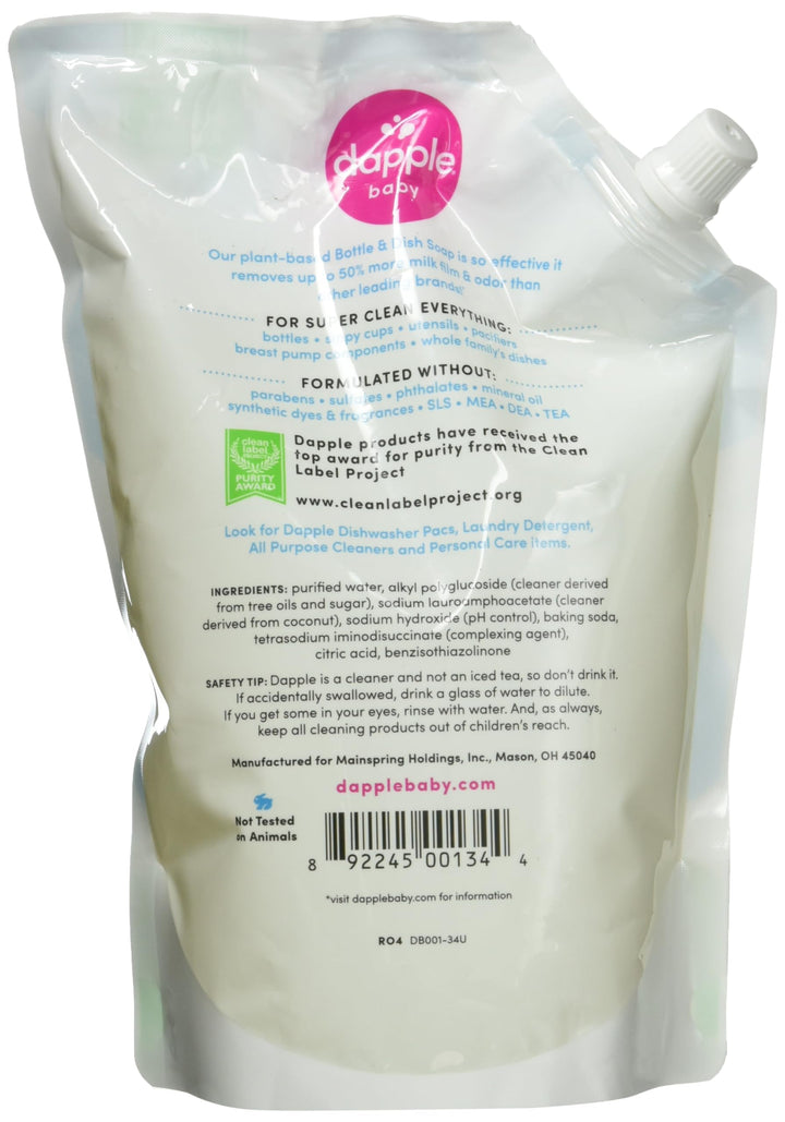 Refill Pack Baby Bottle and Dish Liquid, Fragrance Free, 33.8 Fluid Ounce