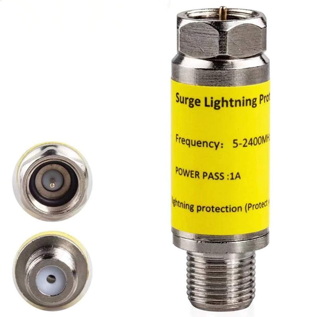 Coaxial Surge Protector for Cable TV,Surge Lightning Protector for Coaxial TV Antenna and Satellite in-Line 75 ohm 5-2400MHz