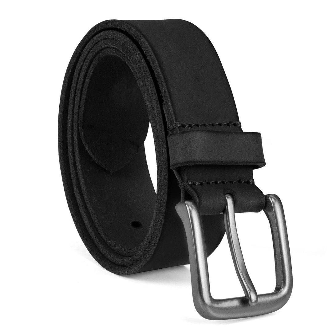 Men's 35mm Classic Buckle Jean Leather Belts, Black, 36